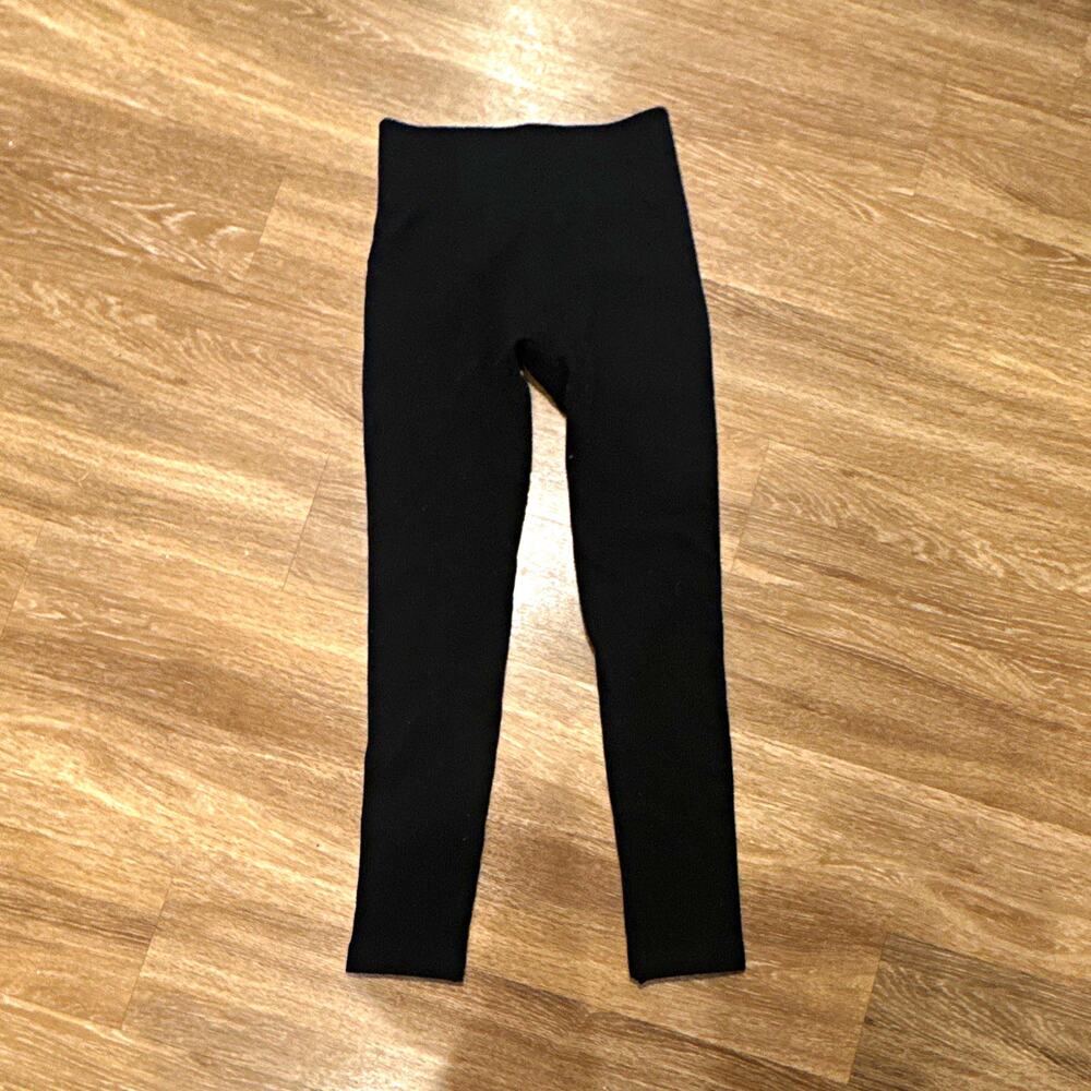 Ambiance Women's Ankle Leggings Black Solid Size S Polyester Spandex Stretch